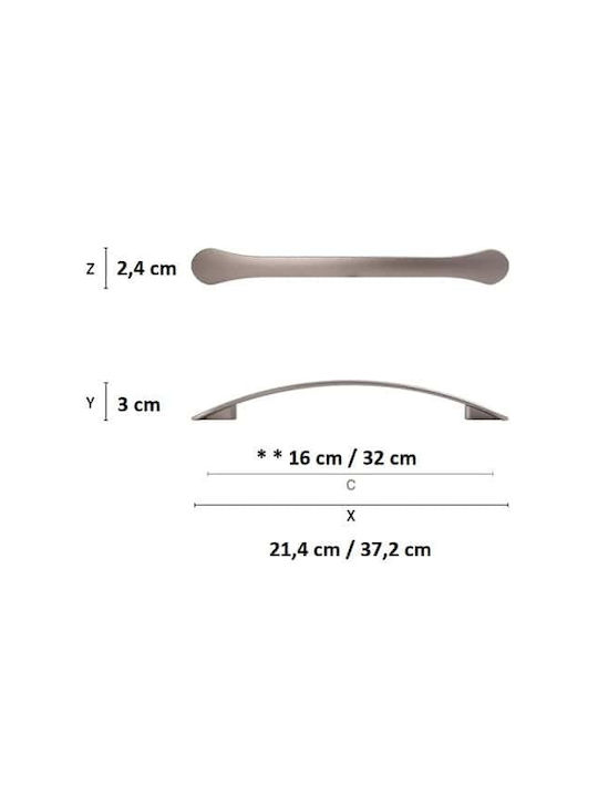 Mâner Pentru Mobilier Citterio Line 383 Crom Lucios 320mm