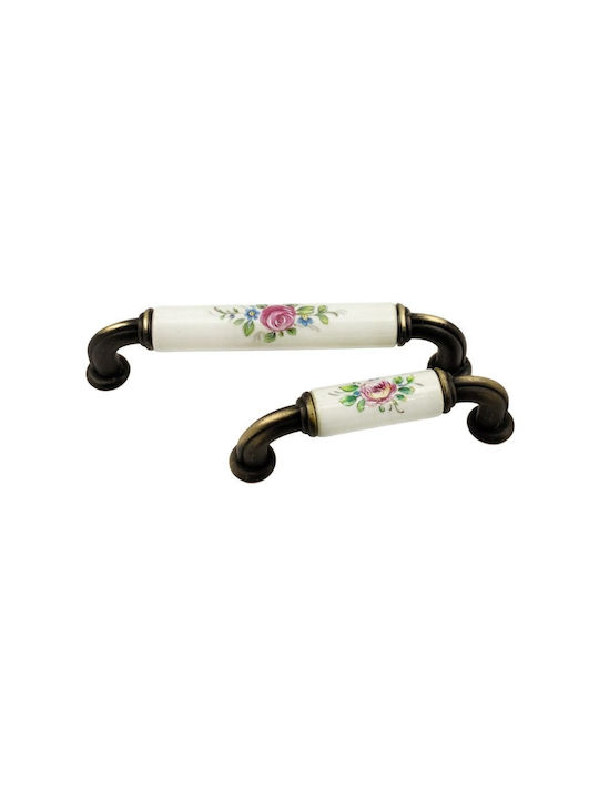 Möbelgriff Gem Mz S755 64mm Bronze Rosa Blumen
