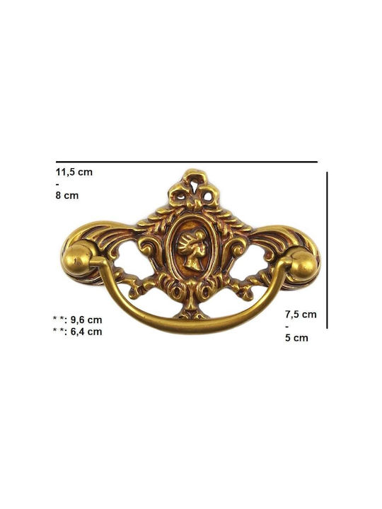 Möbelgriff Wandmontage Besana 1222 Gold Patina Avo 96mm