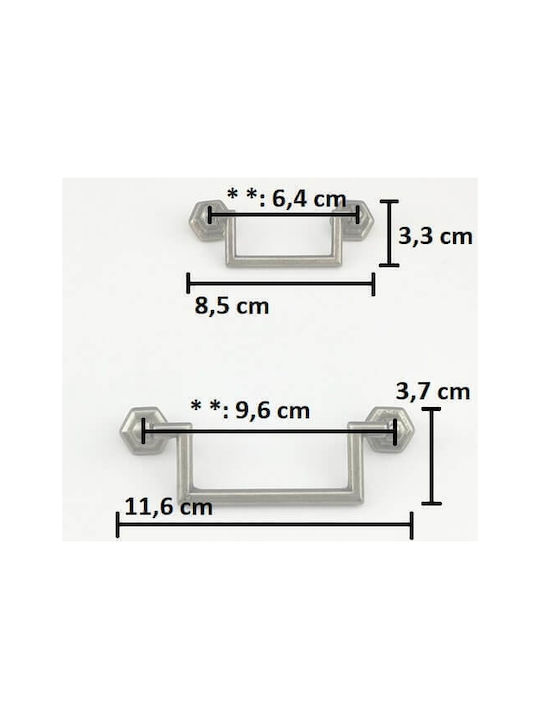 Möbelgriff Kremmbar Besana 1225 64mm Silber Antik 64mm