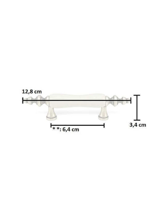 Möbelgriffe Gem Mz 1280 64mm Silber Antik Kaffee Blumen Porzellan