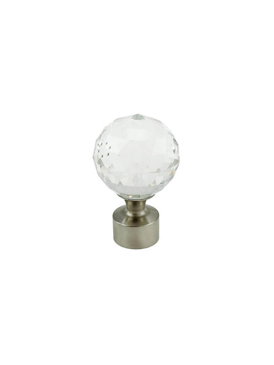 Metallic Curtain Pole Fs Home A03 Ø25mm Matte Nickel Crystal Single 160 Cm
