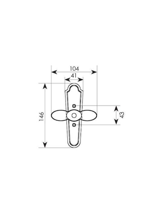 Zogometal Window Latche on Plate 136 Nickel Adique 104mm (Hole Centers 43mm) 136