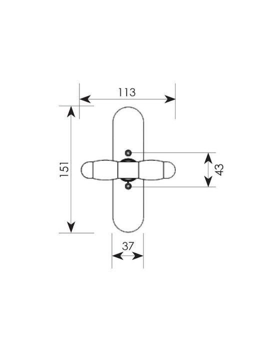 Zogometal Window Latche on Plate 172 Term Mat / Term 113mm (Hole Centers 43mm) 172