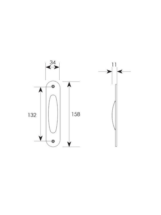 Zogometal 220 Door Flush Handles Recessed Matt Silver 158mm (Hole Centers 132.4mm) 220