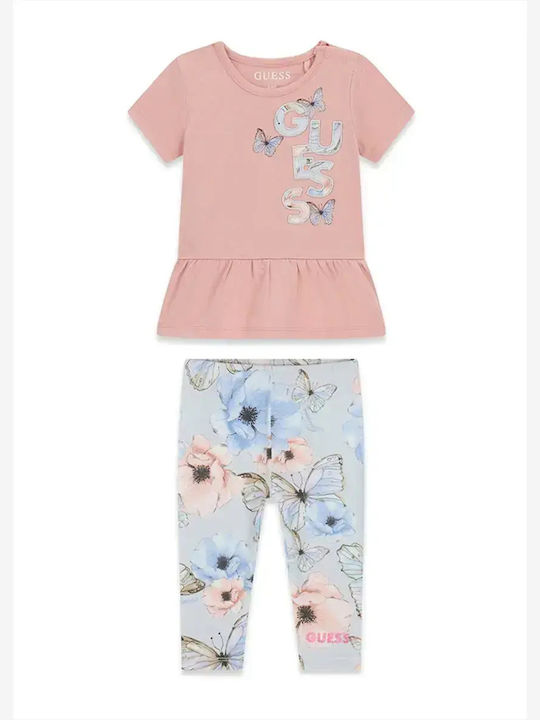 Kids Clothing Set with Leggings Summer 2 Pieces Pink