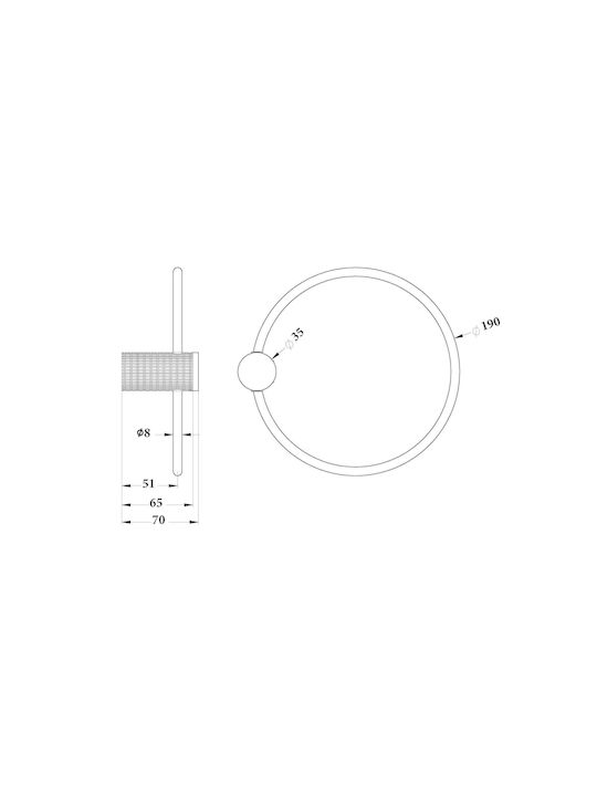 Sparke Single Bathroom Ring with Screws 19x7cm Gold