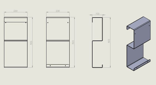 Verdi An Der Wand Montiertes Badezimmerregal Metallisch 10.3x10.3x50.3cm Grau