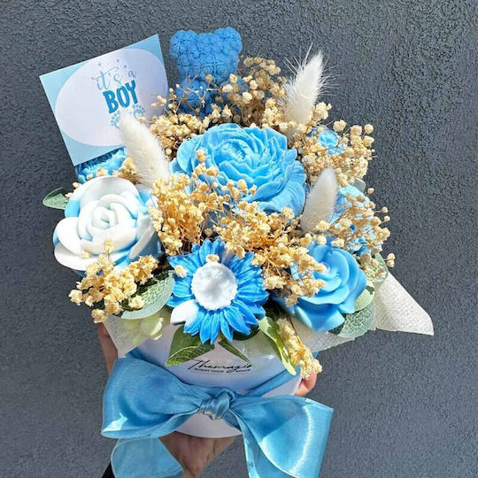 Buchet de Flori din Ceară de Soia Parfumat Themagio E Băiat 12 X 14cm Cutie Albă
