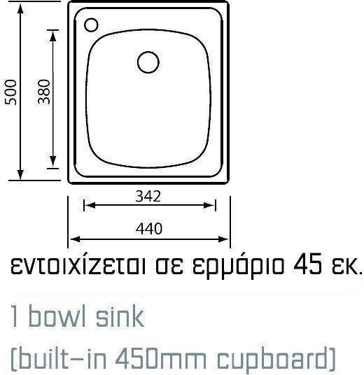 Sanitec Ένθετος Νεροχύτης Inox Σατινέ Μ44xΠ50cm Ασημί