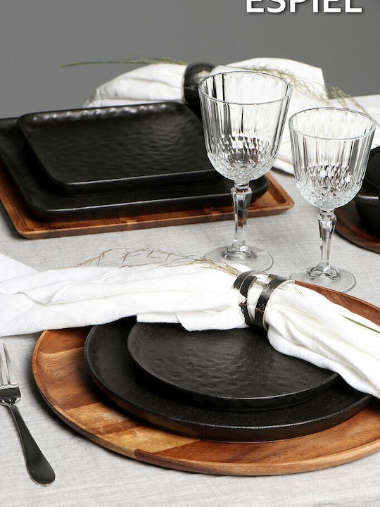 Espiel Lava Plate Shallow Ceramic Black with Diameter 27cm