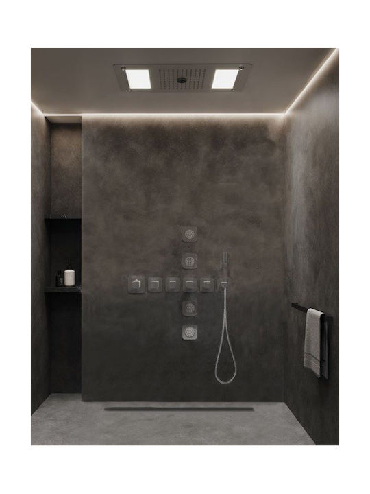 Sparke Oneral Built-in Mixer, Hand Shower & Shower Head Set for Shower 3 Exits Inox Silver