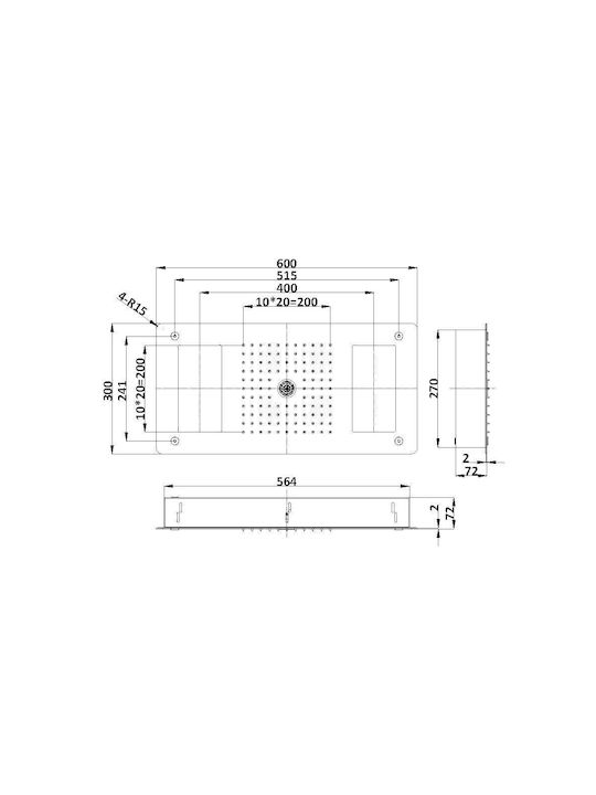 Sparke Oneral Built-in Mixer, Hand Shower & Shower Head Set for Shower 3 Exits Inox Silver