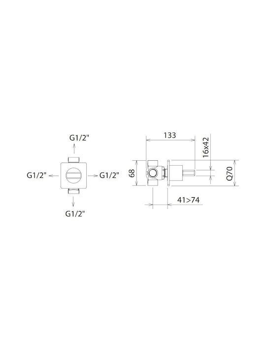 La Torre Profili Plus Built-in Mixer & Diverter Set for Shower 3 Exits Silver