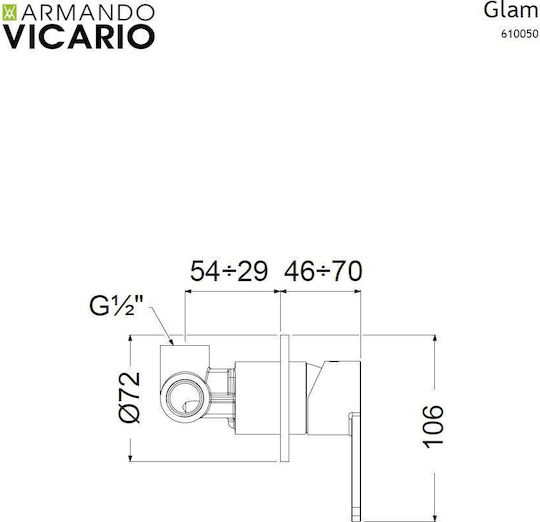 Armando Vicario Glam Σετ Μίκτης & Εκτροπέας Εντοιχισμού για Ντουζιέρα 3 Εξόδων