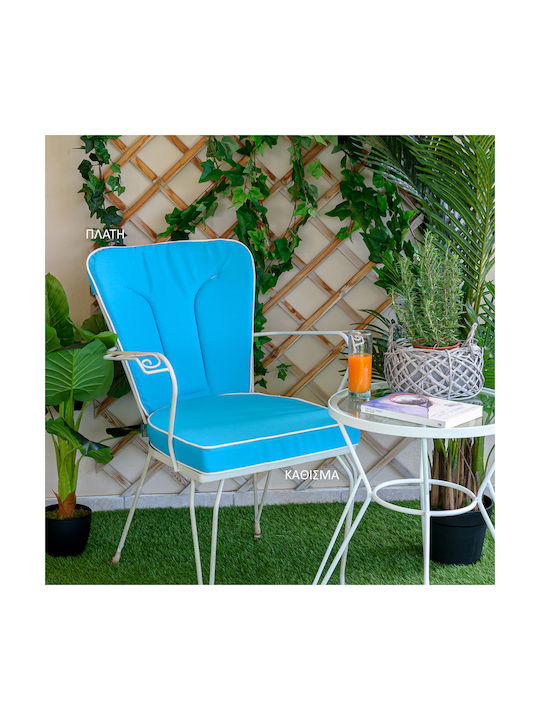 Fer-Forge Be Comfy Sky Blue 601 Turquoise Chair Cushion Back 53 X 47 X 3
