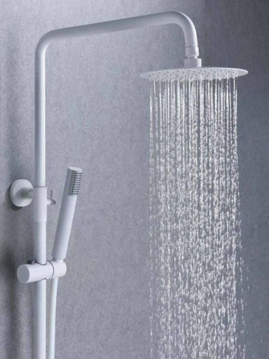 Imex Milos Reglabilă Coloană de duș cu Baterie 95-132 cm Albă