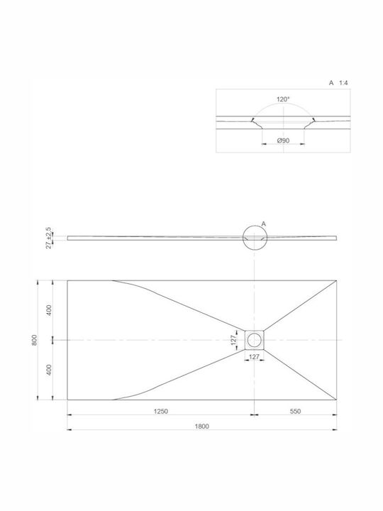 Sirene Shower Column without Mixer 180cm Silver