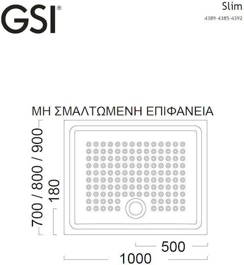 GSI Slim Duș ceramic 100x80cm Albă