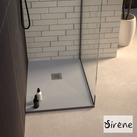 Sirene Slate Ντουζιέρα Τεχνητής Πέτρας 100x80cm Γκρι