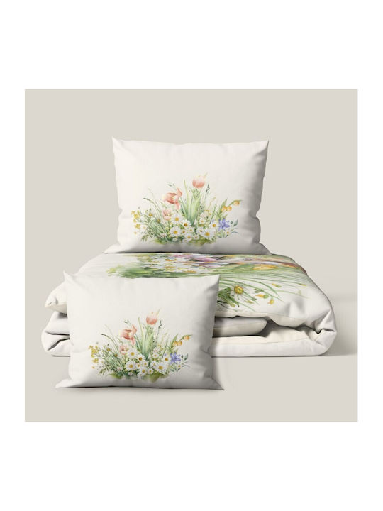 Lenjerii Deosebite Set Huse Pentru Pilote 100% Bumbac Dublu Cu 2 Fețe De Pernă Și 1 Cearceaf 200x220cm Bej