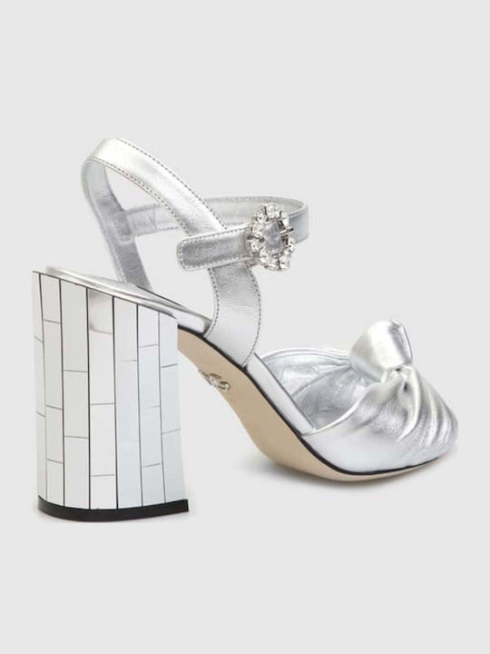 Dolce & Gabbana Δερμάτινα Πέδιλα Ασημί
