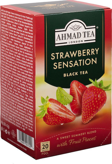 Ahmad Tea Μαύρο Τσάι Strawberry Sensation 20 Φακελάκια