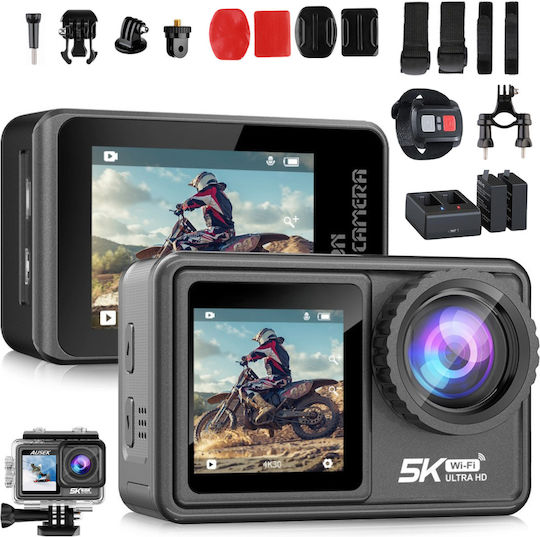 DB-0100 256GB Action Camera 5K Underwater (with Case) with 1.4" Touch Screen and Wi-Fi Black