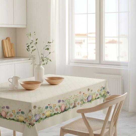 100% Cotton Tablecloth Spring Flowers Eggs 140x320cm Egly