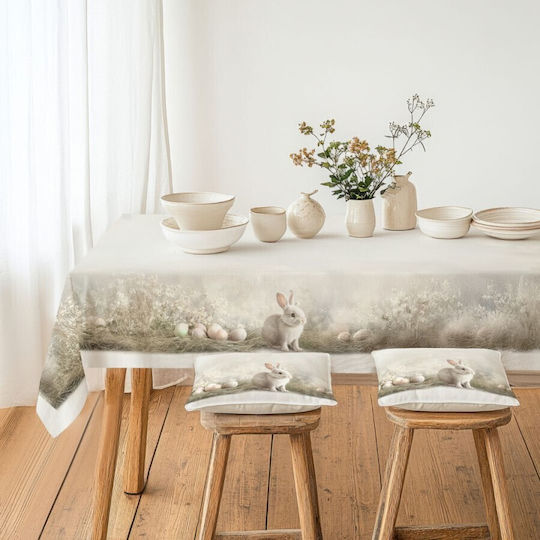 100% Cotton Tablecloth Bunnies Eggs 140x320cm Cleos