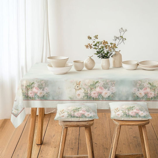 100% Cotton Tablecloth Flowers Bunnies 140x220cm Romeo