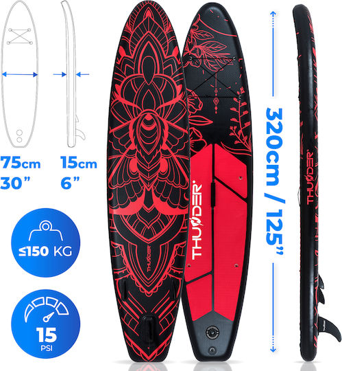 Thunder Inflatable SUP Board 320cm Φουσκωτή Σανίδα SUP με Μήκος 3.2m Ροζ
