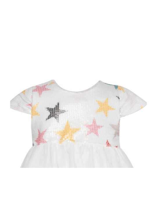 Kinderkleid Kurzärmelig mit Pailletten Tricolour