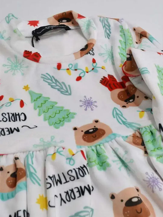 Rochie pentru Copii Mânecă lungă Catifea White