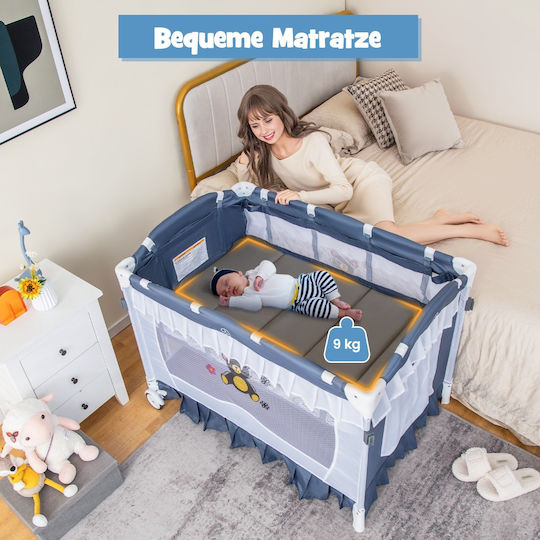 Costway Babybett mit Wickeltisch & Matratze 90x66cm