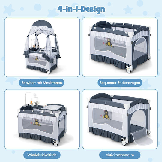 Costway Babybett mit Wickeltisch & Matratze 90x66cm