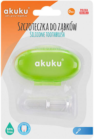 Akuku Бебешка Пръстенова Четка За Зъби За 0м+ Зелена