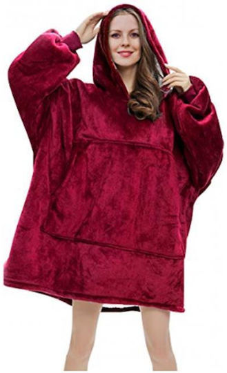 Fleece Blanket with Sleeves 90x70cm Burgundy