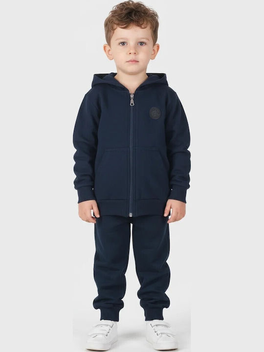 Kids Sweatshirt Cardigan Cotton with Hood Blue