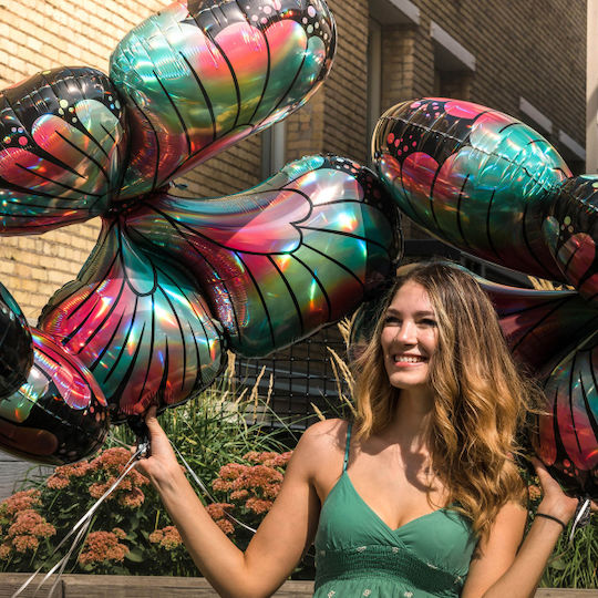 Baptism Balloon Butterflies Jumbo Pink Turquoise 86cm
