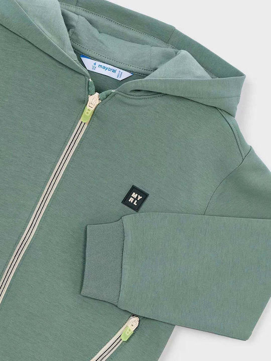 Kids Sweatshirt Cardigan with Hood and Pockets Green