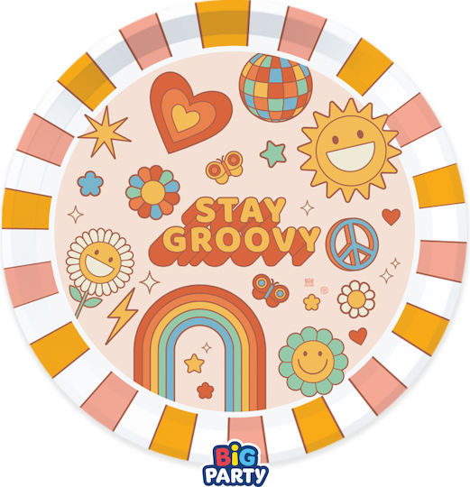70s Hippie Party Plate 6 Pieces