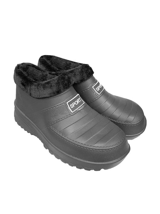 Ansin Men's Safety Wellies with Fur Black