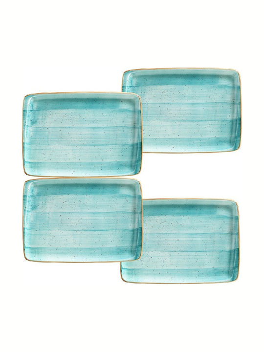 Bonna Aqua Servierplatte Rechteckig aus Porzellan Blau 36x25cm