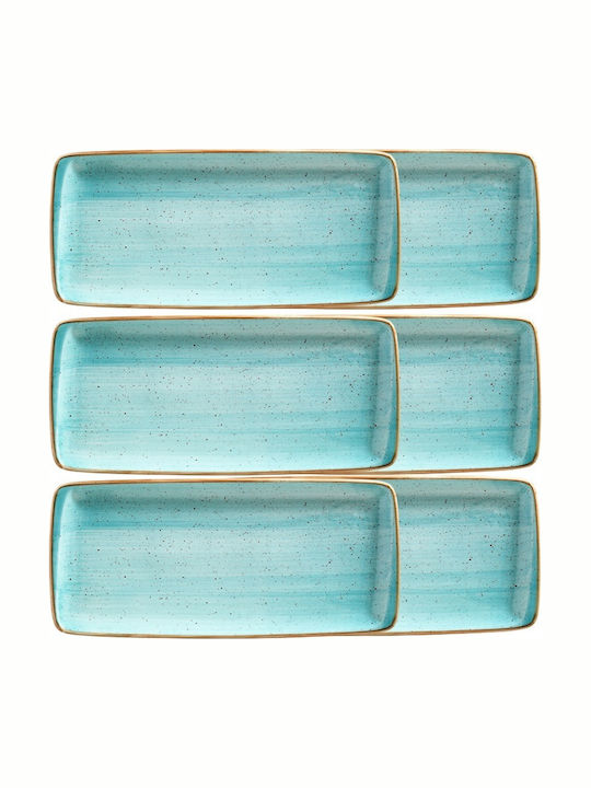 Bonna Aqua Servierplatte Rechteckig aus Porzellan Blau 34x16cm