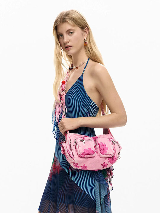 Stoff Damen Schultertasche Rosa