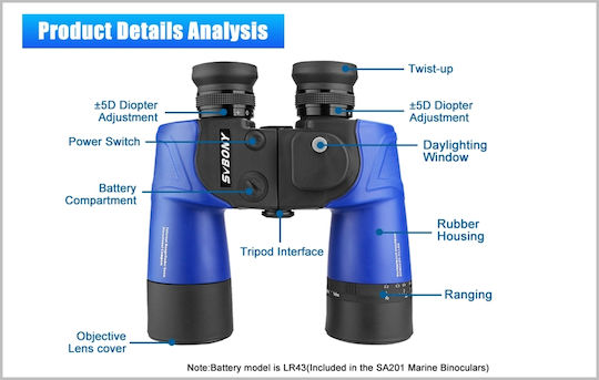 Compass Waterproof Binoculars 7x50mm Porro 970gr