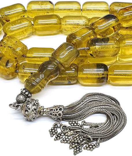 Roloi Komboloi Worry Beads with 33 Amber Beads Length 44cm Yellow
