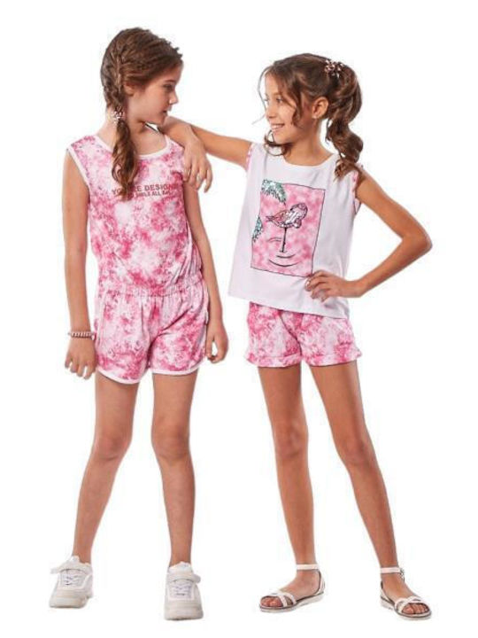 Salopetă scurtă pentru copii din material textil Roz