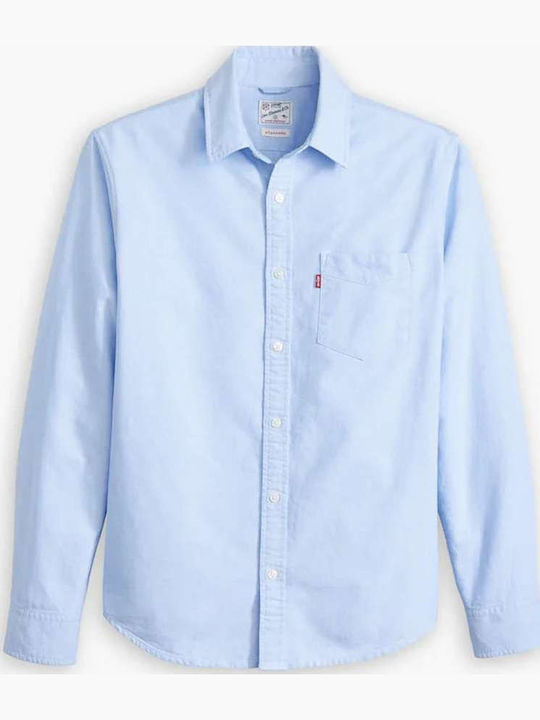 Pocket Long Sleeve Shirt in Regular Fit Blue